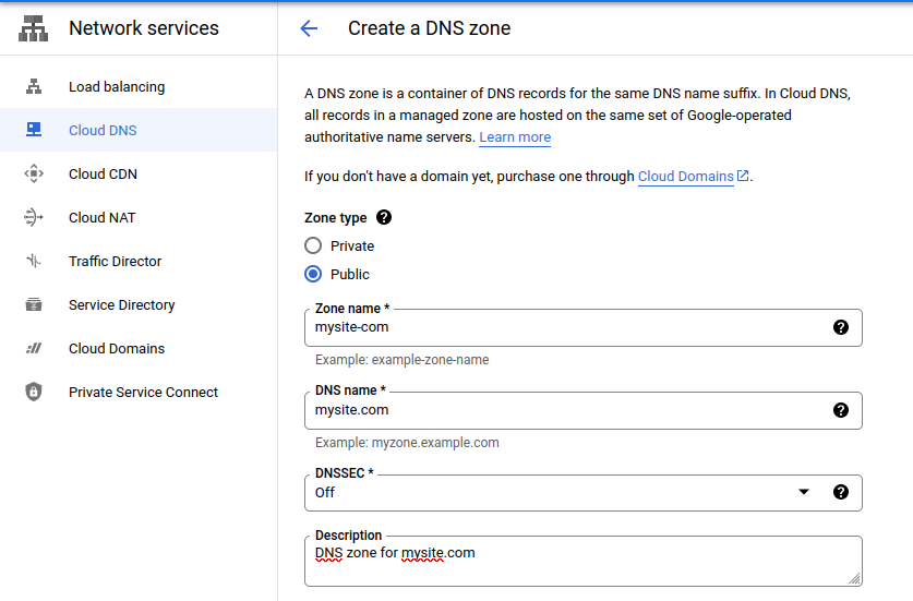 Make DNS Zone